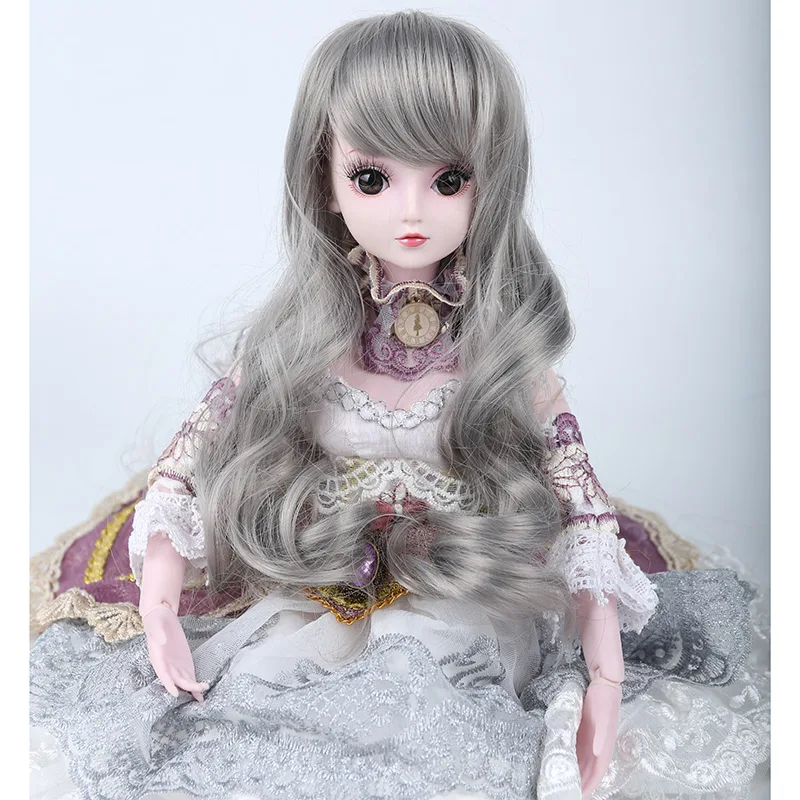 Cateleya doll accessories BJD SD doll hair can DIY hair Long curly hair big wavy gray dark brown 1/3 1/4 Wig free shipping