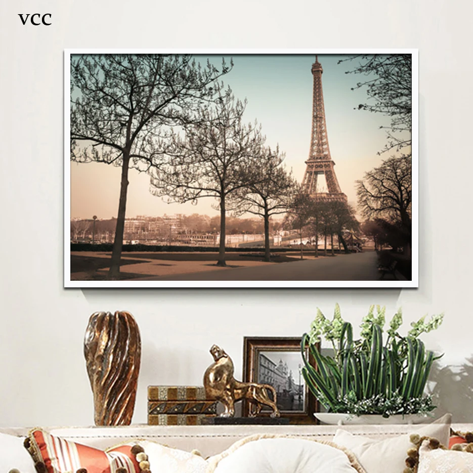 Эйфелева башня фото Wall Art холст картины настенные для Гостиная печать на холсте
