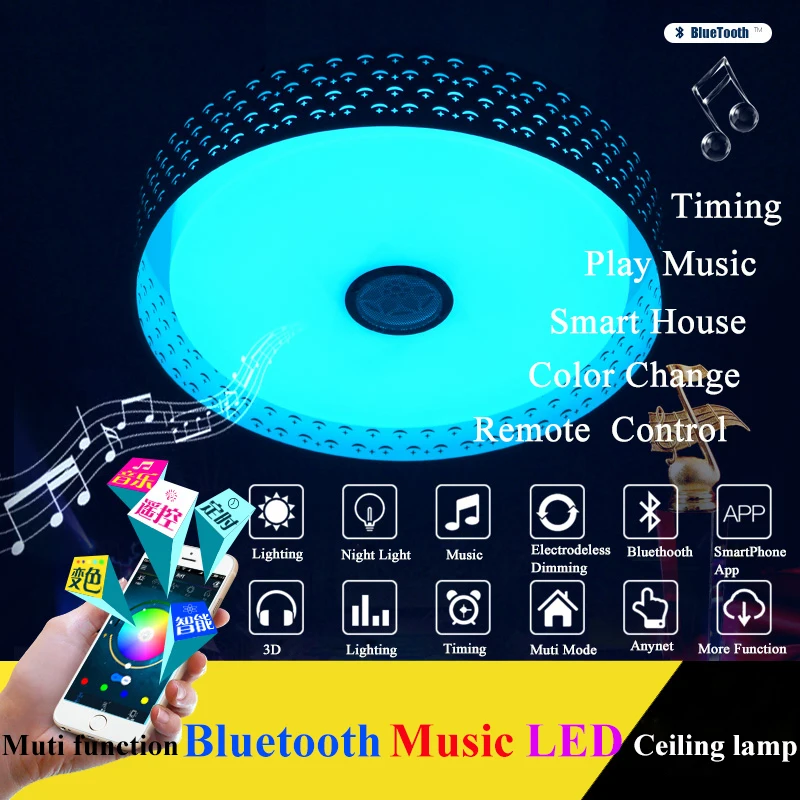 RGB Диммируемый современный потолочный светильник 36 Вт Светодиодный с Bluetooth и