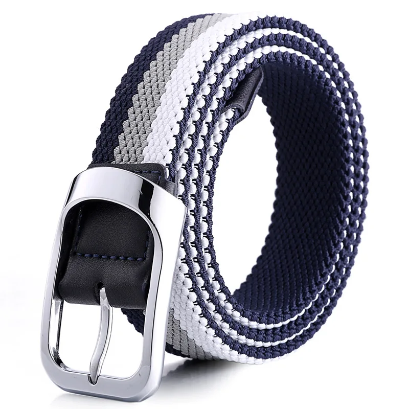 Mens Elastic Braided Patchwork luxury brand Belt For Men's Belts Woven Braided Stretch Webbed with  PU Leather Buckle belt men (6)