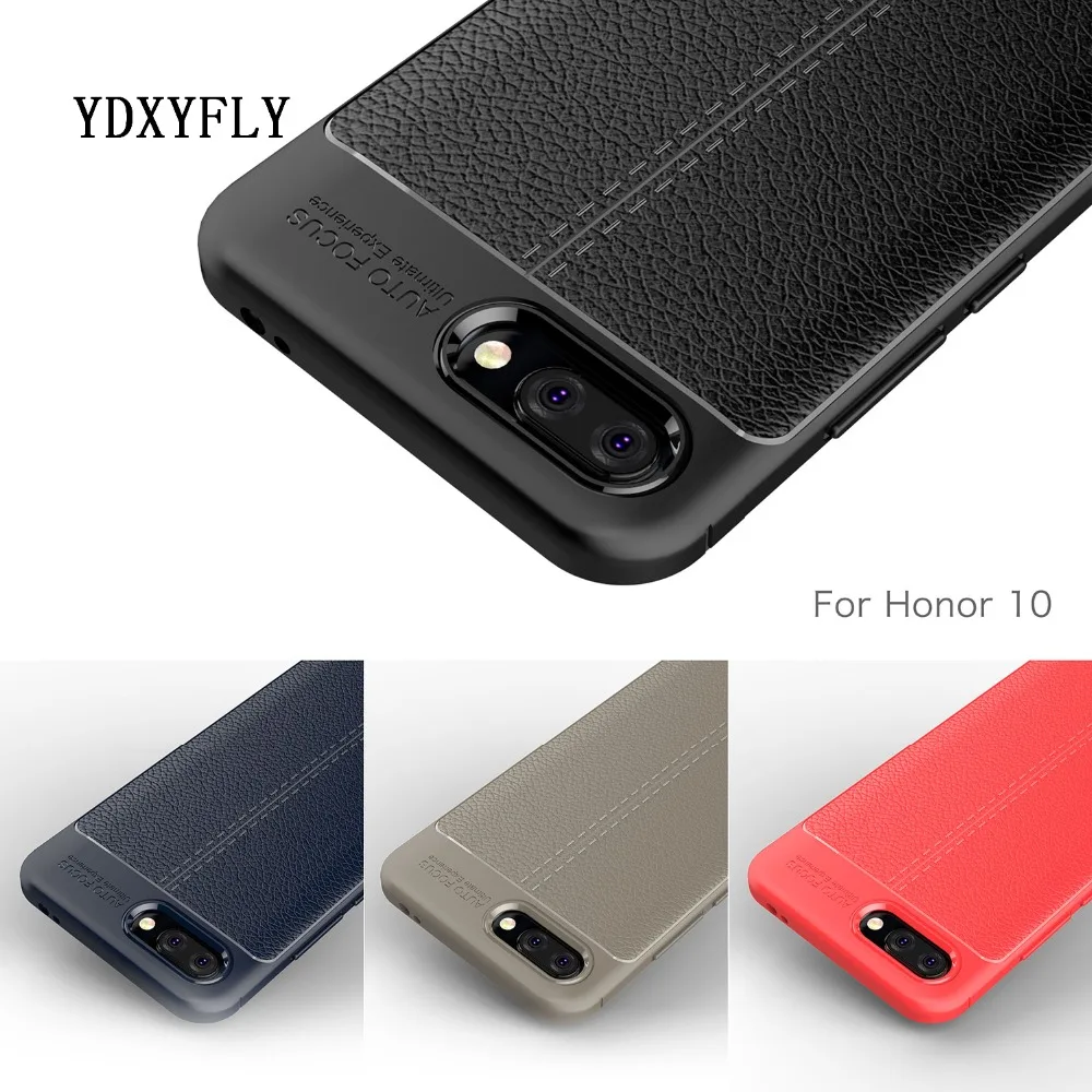 Litchi Skin Pattern Coated Shockproof Case For Huawei Honor 10 Fashion Soft TPU Back Cover Protective Leather |