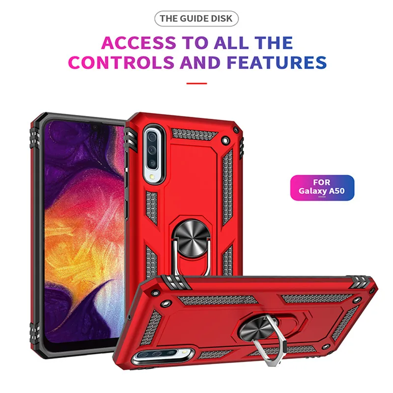 

H&A Luxury Shockproof Armor Case For Samsung Galaxy A50 A40 A30 A20 A10 M10 M20 A60 A70 A80 A90 Stand Car Holder Ring Case