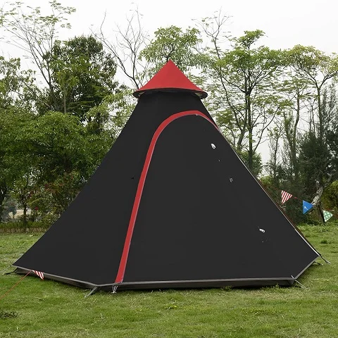 Высокое качество ультрабольшой 5-8persons двухслойный индийский монгольский шестиугольный Кемпинг семейный тент большой Мультиплеер Открытый Кемпинг - Цвет: black
