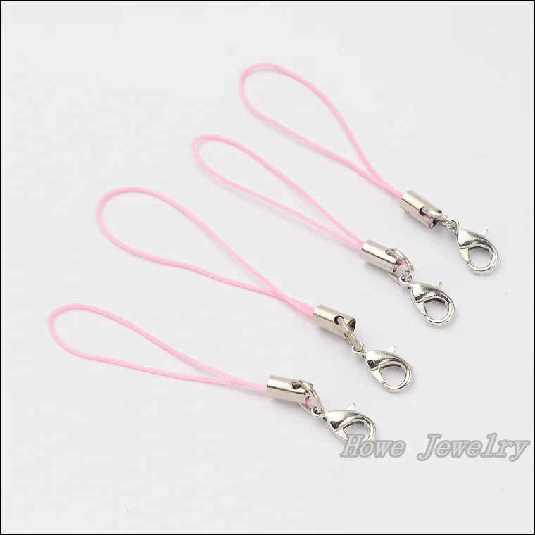 

100 Pcs Per Lot pink color Cell Phone Lanyard Cords Strap Lariat Mobile Lobster Clasp 65mm/2.56''