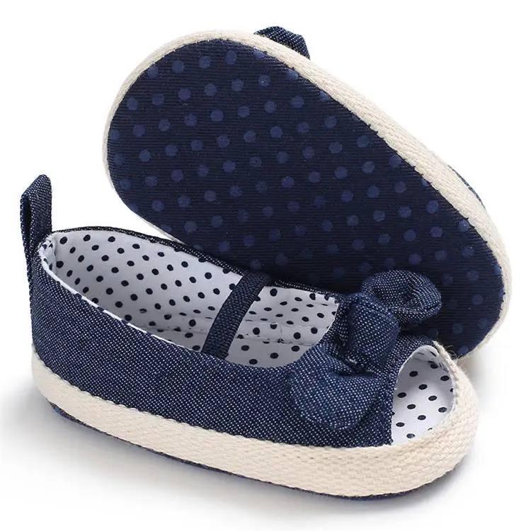 Baby Girl Shoes Infant Crib Shoes Cute Princess Bowknot Polka Dot Inside Soft Sole Peep-toe Newborn Toddler Girl Moccasins Shoes