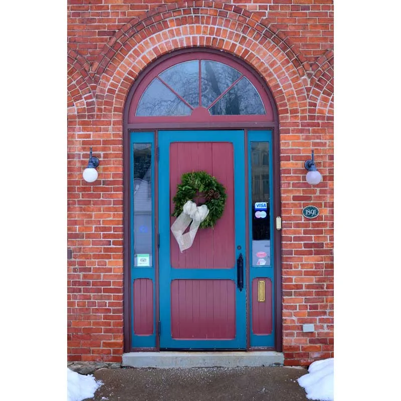 

Wrinkle free fleece small gate in brick wall photo props photography backdrop for studio photography backgrounds F-1547-A