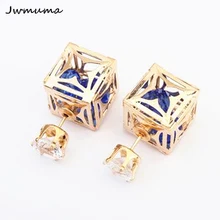 

2019 New Fashion Charm Triangular Geometric Cubic Shiny Crystal Multi-color Stud Earring for Women Party Prom Beautiful Earrings