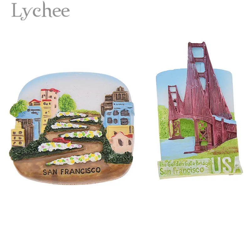 

Lychee 3D San Francisico Fridge Magnet America Landscape Refrigerator Magnetic Stickers Travel Souvenirs Home Decoration