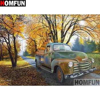 

HOMFUN Diamond Painting Full Square/Round Diamond "Car scenery" Pattern Embroidery Cross Stitch 5D Rhinestone Painting A15177