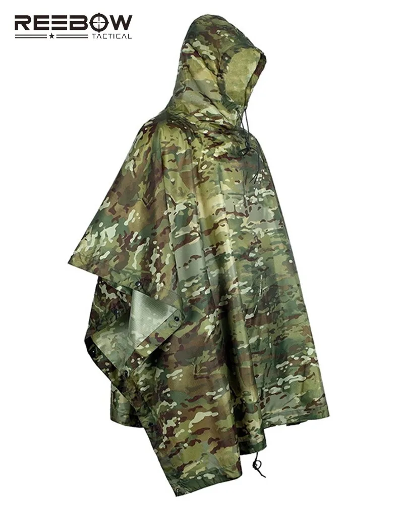 Tático ao ar Livre dos Homens da Selva Capa de Chuva Zero-resistente à Prova Reebow Camuflagem Poncho Multifuncional cm d' Água 220x148 7 Da Selva Camuflagem capa de chuva Poncho