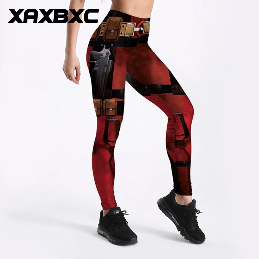 

XAXBXC 3757 Sexy Girl Pencil Pant Comics Deadpool Superhero Cosplay Prints Elastic Slim Fitness Workout Women Leggings Plus Size