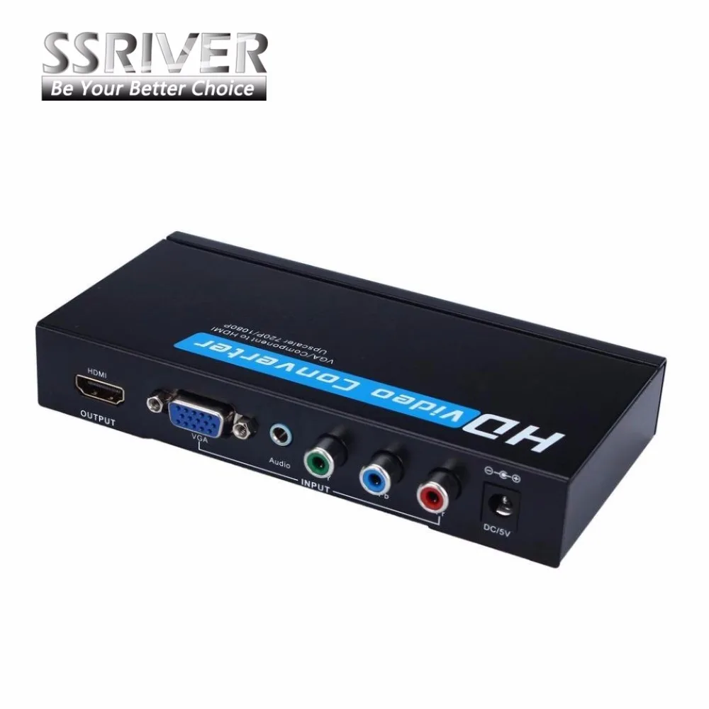 SSRIVER VGA Component YPbPr to HDMI Upscaler HD video Converter Adapter 720p 1080p VGA to HDM