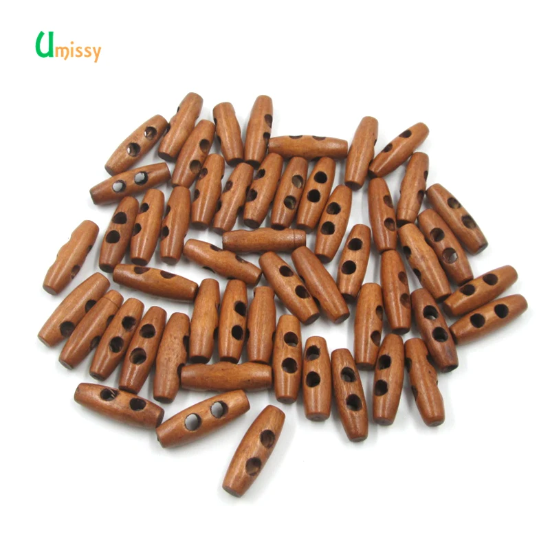 

50pcs Scrapbooking Wooden Buttons 2 Holes Sewing Horn Toggle Buttons For Clothing Accessories Craft DIY 30mm