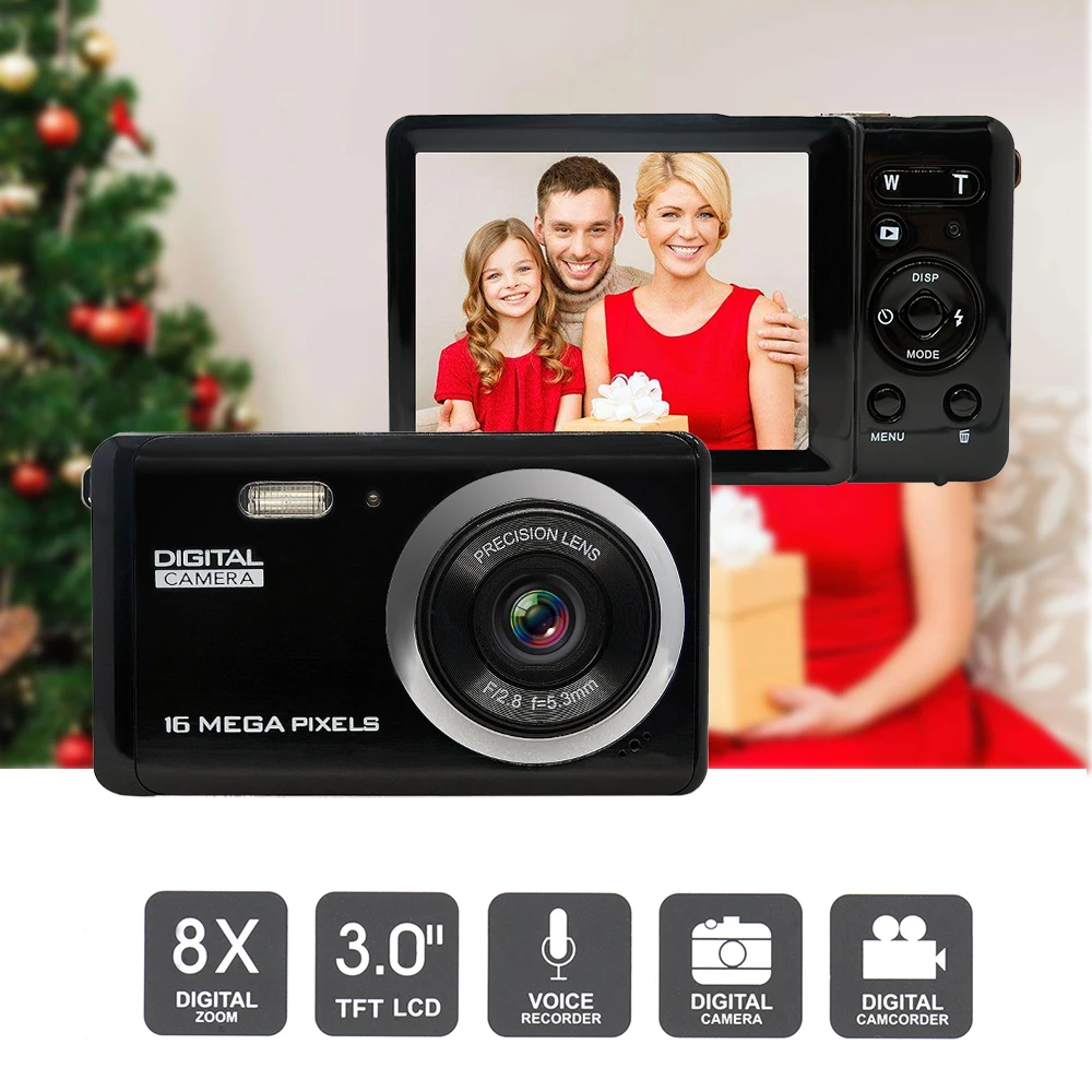 

Andoer Mini Digital Camera Camcorder 8 Mega Pixels 8X Zoom Voice & Video Recorder Anti-shake Supports Smile Capture Face Detect