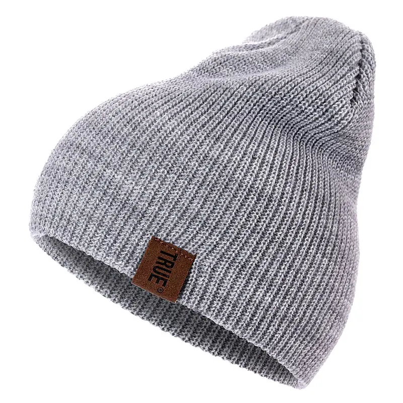 1 Pcs Hat PU Letter True Casual Beanies for Men Women Warm Knitted Winter Hat Fashion Solid Hip-hop Beanie Hat Unisex Cap