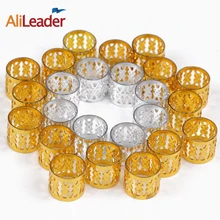 Cuentas de cabello dorado y plateado para mujer y niño, 100/50/20 Uds., tubos trenzados para pelo, cuentas para los puños, Clip ajustable para cuentas