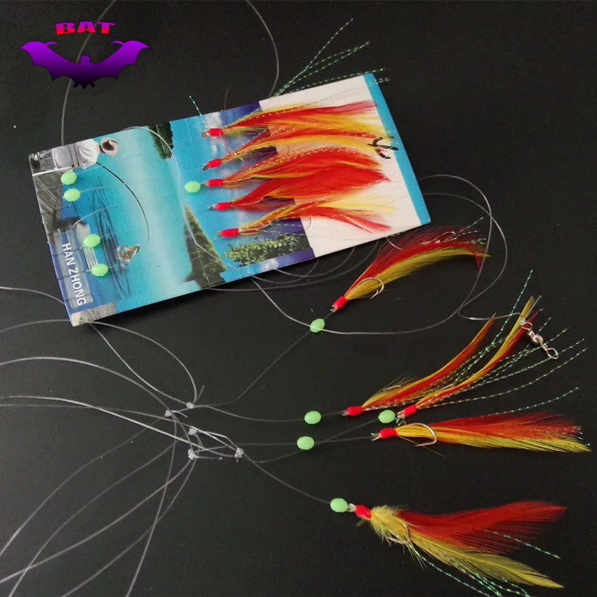 5bags super 2015 new sabiki bait fishing feather sabiki rig hooks set
