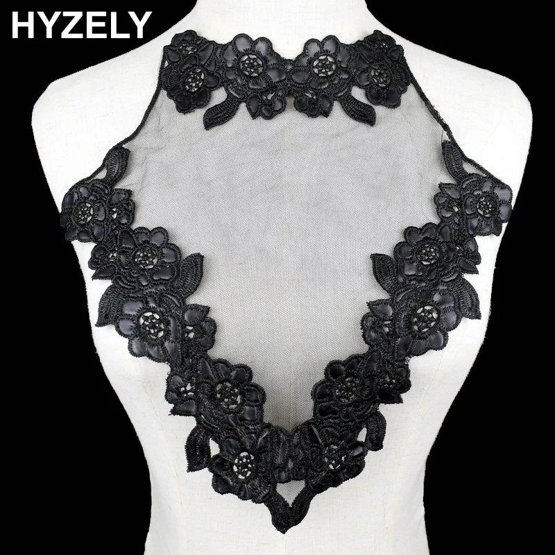 

1pc Lace Trim Craft Black Collar Venise Round Pattern Applique Trim Decorated Lace Neckline Collar Sewing BW141