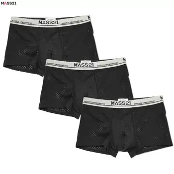 

MASS21 3pcs/lot Mens Underwear Boxers Breathable Solid Hollow Out Underpants Homme Boxershorts Male Panties Men Boxer Plus Size