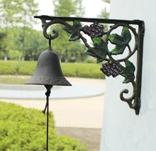 Cast Iron Grape Dinner Bell Wall Mount Vineyard Door Bell WELCOME Decorative Bell for Home Bar