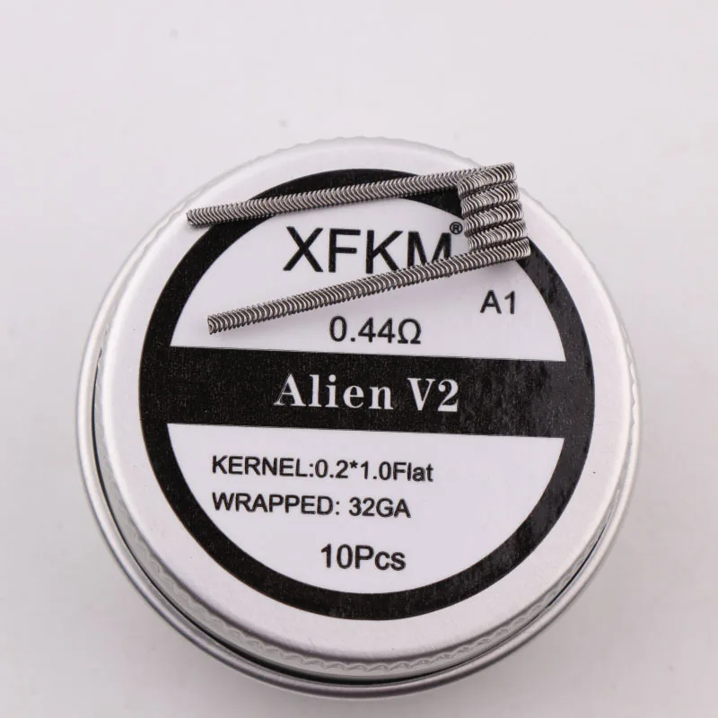 XFKM NI80 A1 SS316L 10 шт./лот готовая катушка ALIEN V2 провода катушки нагревательного сопротивления провода подходят RDA RDTA DIY распылитель