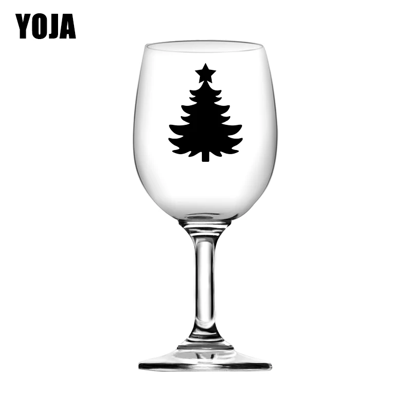 

YOJA 5X6.6CM 6pcs Christmas Tree Party Wine Glass Decor Sticker Fashion Home Room Wall Decals G1-0067
