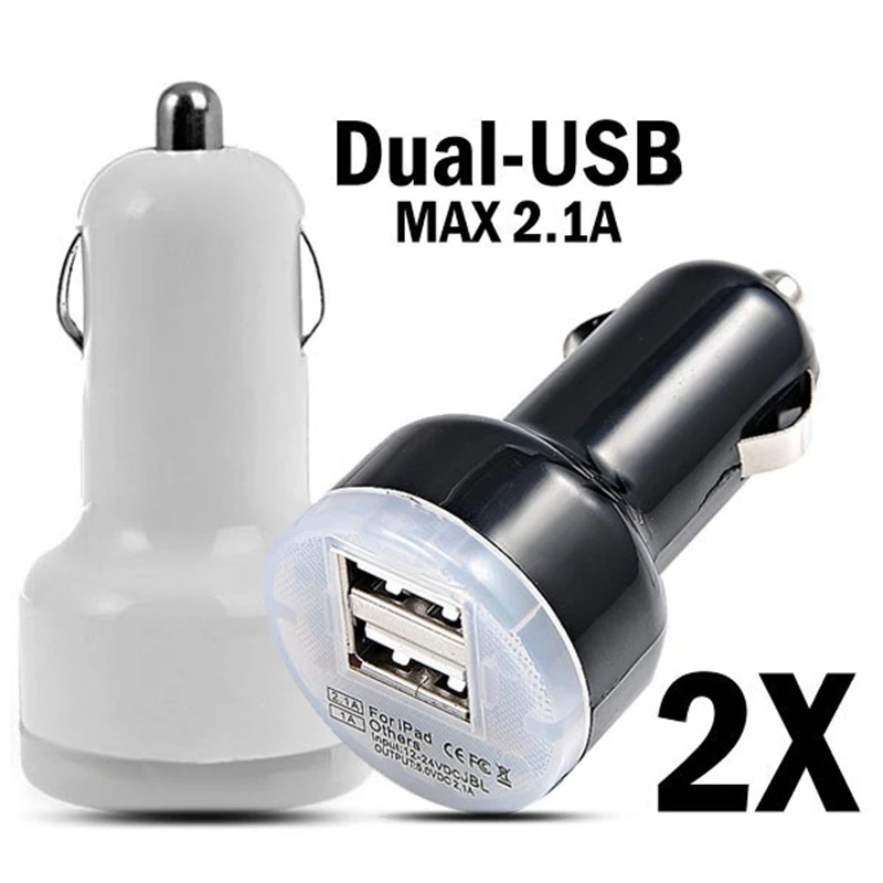 2pcs/lot DC 12 24V Dual USB Mini Portable Car Charger