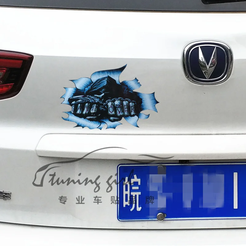 

Car Stickers Monster Devil Game Over Creative Funny Decals Waterproof Reflective PVC Auto Tuning Styling 19x13 D10
