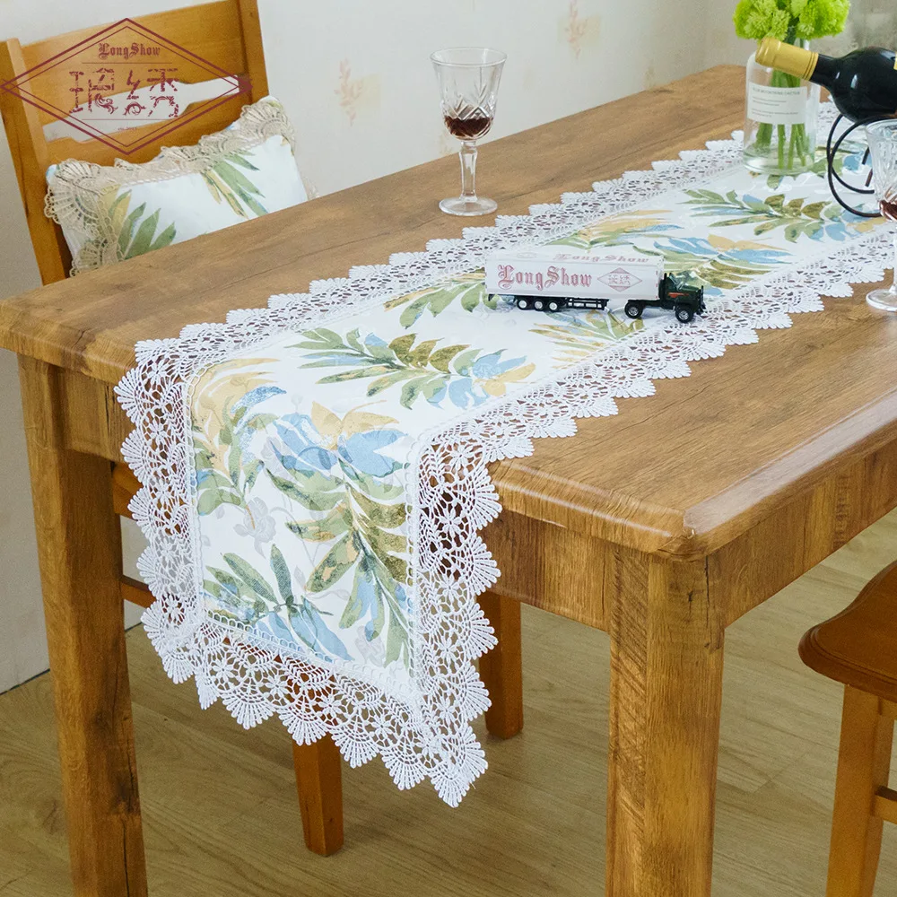 

2019 New Promotion Idyllic Willow Print Table Flag Cloth Custom Cabinet Coffee Table Home Decoration Cover Towel Table Runner