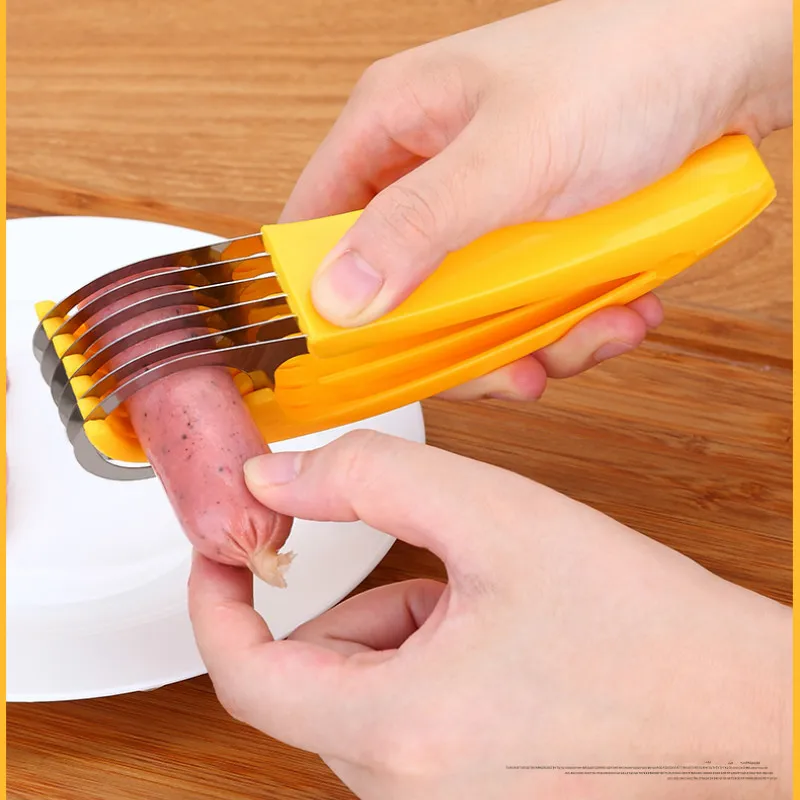 

Stainless steel blade green banana slicer ham sausage clip fruit knife splitter cutter cut melon fruit cut WF3061200