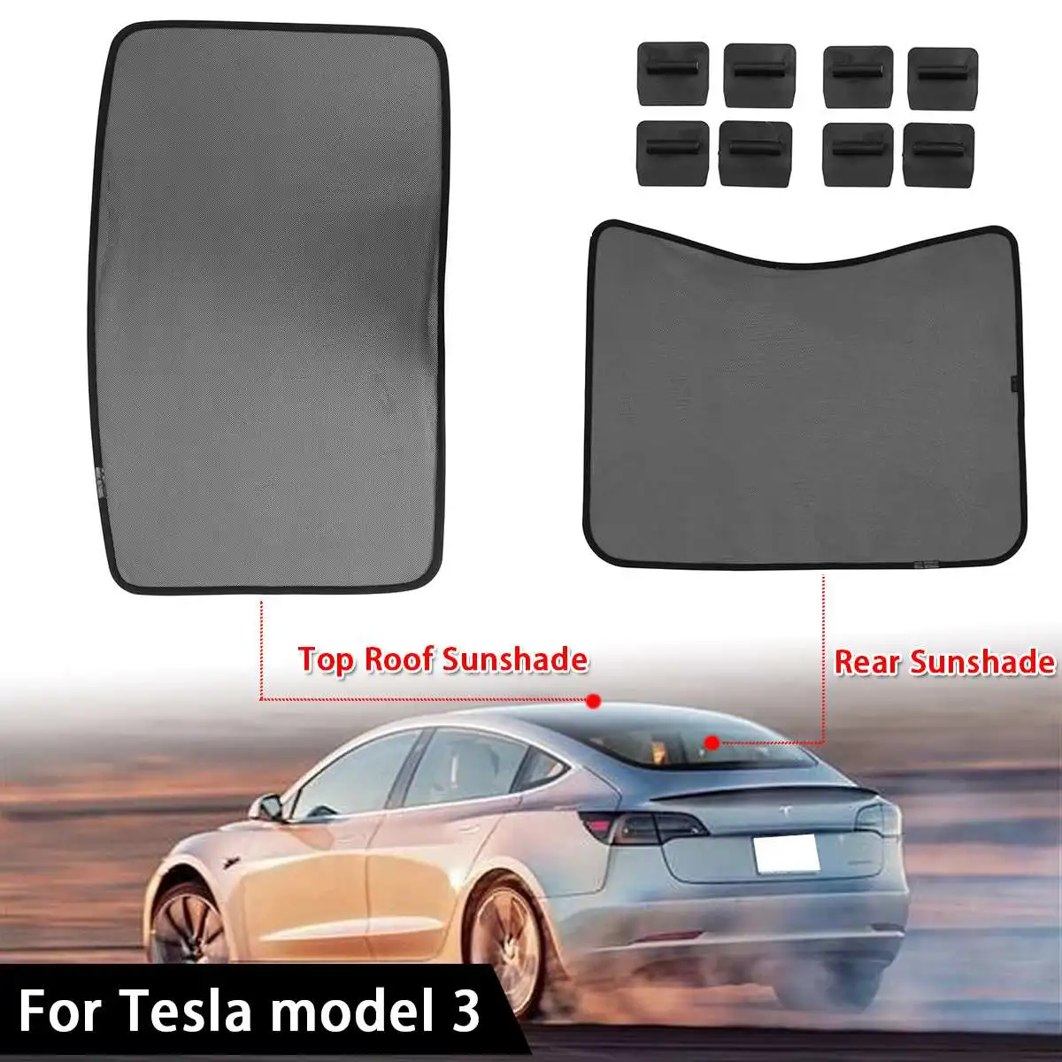 

Mesh Roof Front Rear Sunshade Shield Cover for Tesla Model 3 Skylight Screen Shade Heat Insulation Exterior Parts