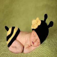 0-3 месяцев мягкая Очаровательная Ручная работа пчела милая новорожденная вязаная детская одежда сто дней ребенок фото реквизит шерсть