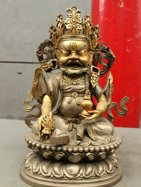 

wholesale factory 12 Tibet Bronze 24K Gold Silver Buddhism Vajrapani Deity Mahakala Buddha Statue
