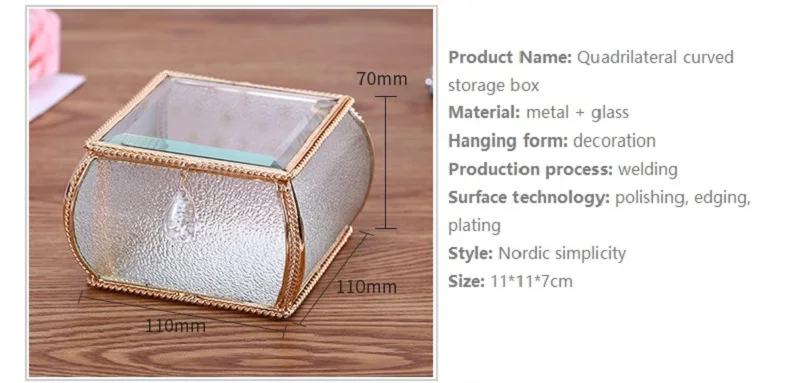 3 Model Glass Metal Items Storage Box European Jewelry Storage Box Creative Clamshell Glass Crafts Decoration Home Storage Bins