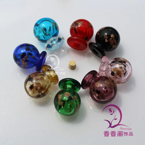 

3pcs 20MM Murano Glass Essential Oil Vials , Perfume vial pendants ,Handmade Aromatherapy Necklace Diffuser Pendant