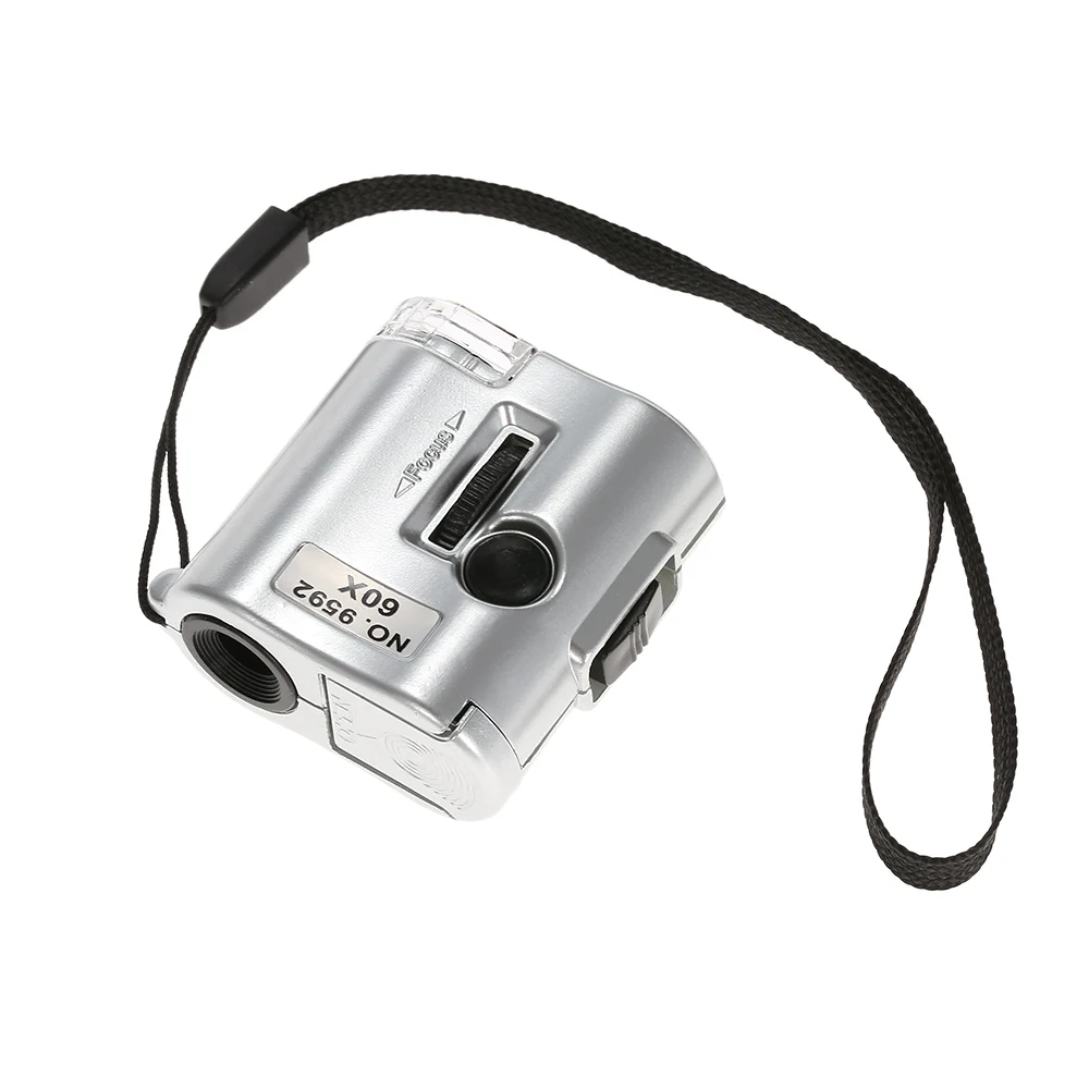 60X Mini Microscope adjustable Illuminated Magnifier Jeweler Loupe Lens joyeria magnifying glass Glass with LED UV Light | Инструменты