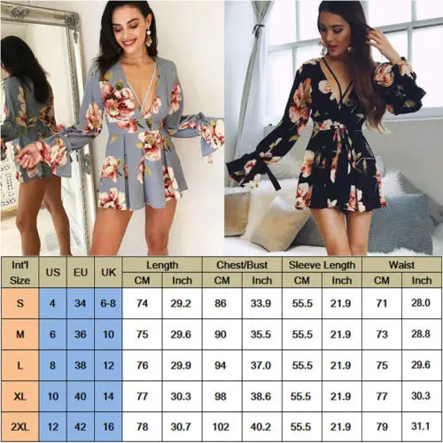 New-Women-Summer-Casual-Deep-V-neck-Long-Sleeve-Evening-Party-BOHO-Mini-Dress