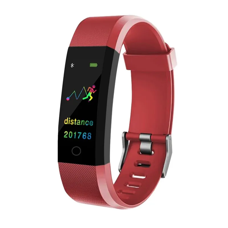 115 плюс фитнес умные браслеты цветной экран Спортивный умный браслет цифровые часы манометр многоязычный Bluetooth браслет - Цвет: Красный