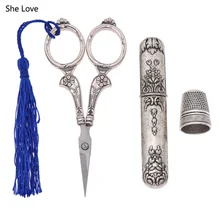 She Love European Vintage Kit tijeras y dedal estuche de aguja para tela para bordado con aguja herramienta DIY