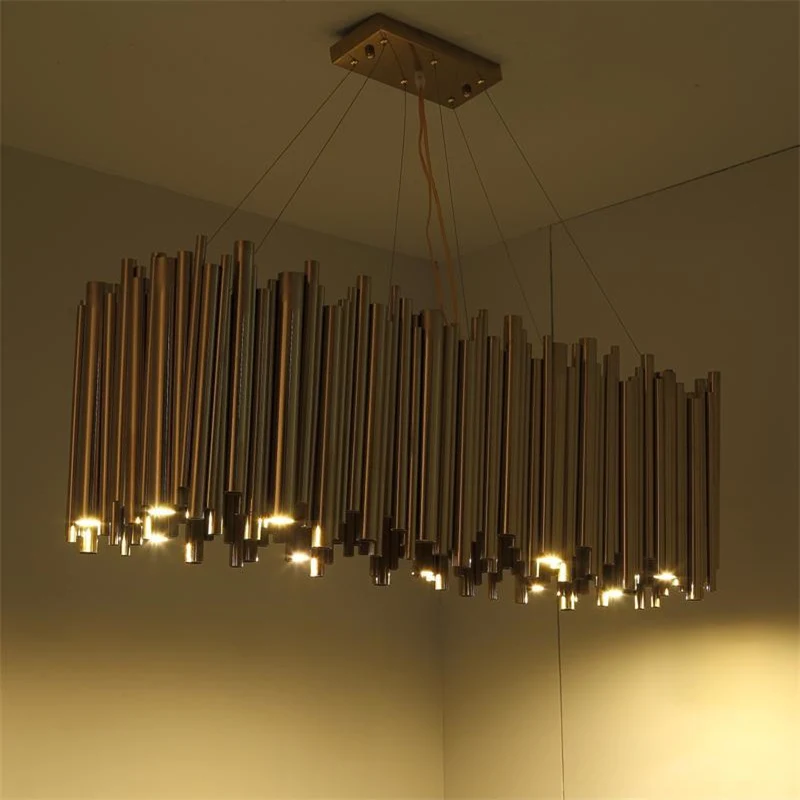 Tubo da Liga de Alumínio Itália Design Ouro Delightfull Brubeck Lustre Suspensão Luminária Lâmpada Projeto Moda 4 Cheap Lustres