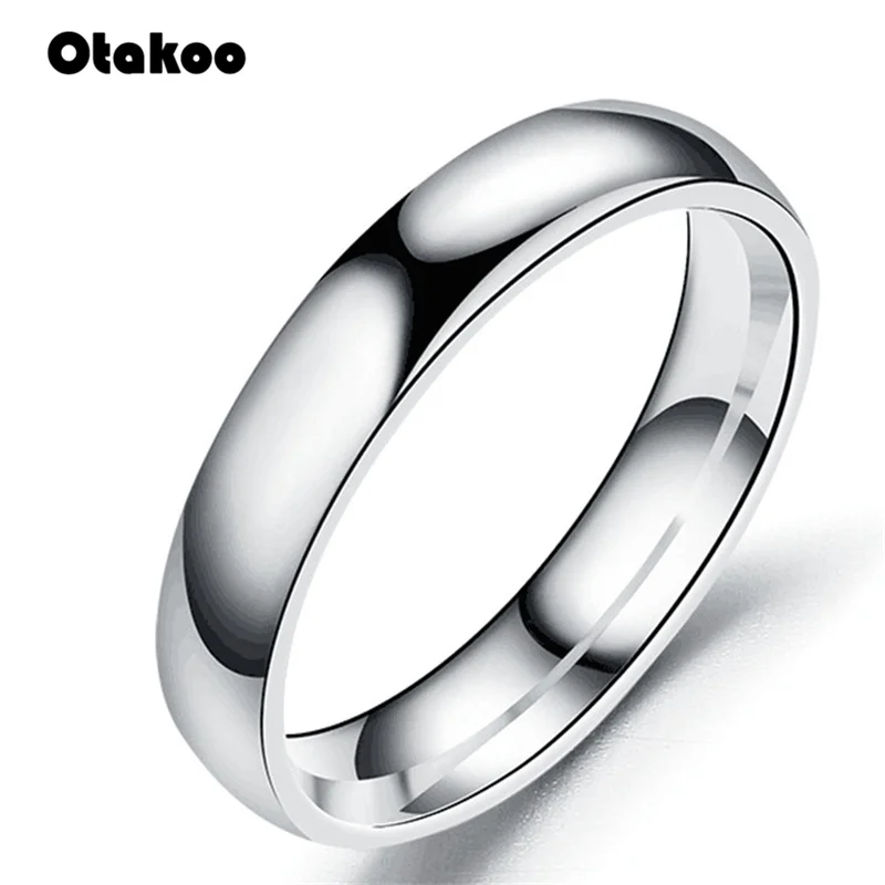 Otakoo простое гладкое серебряное кольцо из нержавеющей стали обручальное парные