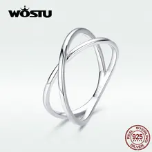 WOSTU Настоящее 925 стальное кольцо Серебряный двойной слой с крестом кольца на палец классические новые кольца для женщин ювелирные изделия подарок DXR543