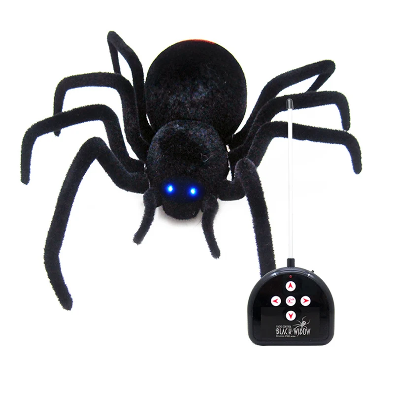 RC Plush Creepy Spider Joke Toy Fake Prank Trick Spider Electronic Animal Novelty Funny Toys For Children Halloween Gifts