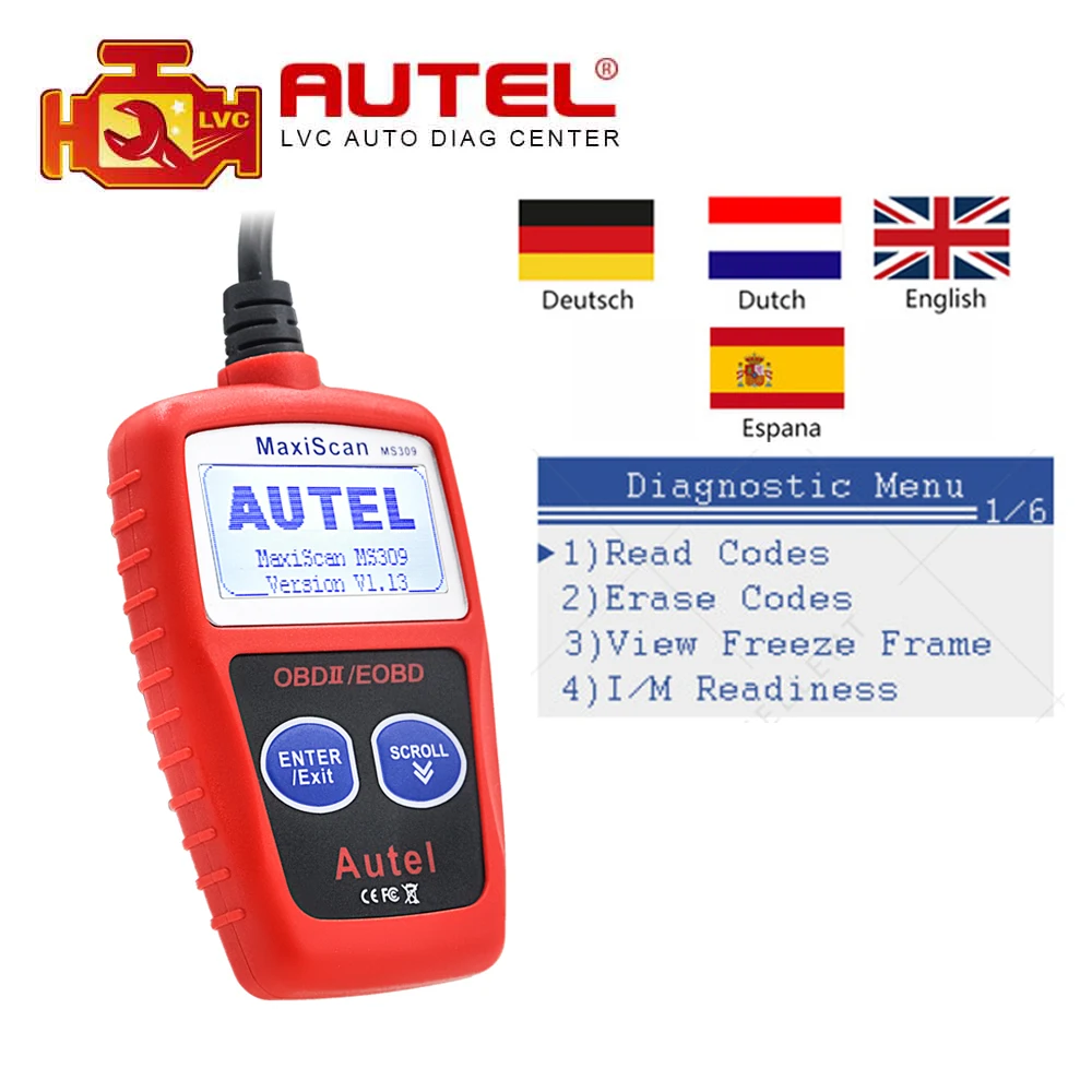 

Autel MaxiScan MS309 CAN BUS OBD2 Code Reader OBD2 OBD II Car Diagnostic Tool Autel MS 309 Code Scanner