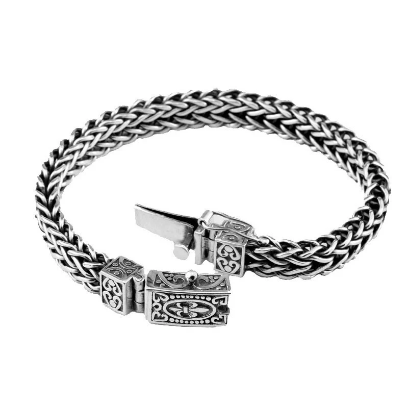 Браслет из стерлингового серебра 925 пробы, якорь 8 мм, Классическая кабельная цепь, S925 тайский серебряный браслет, женские и мужские ювелирные изделия, браслет-цепочка - Окраска металла: A