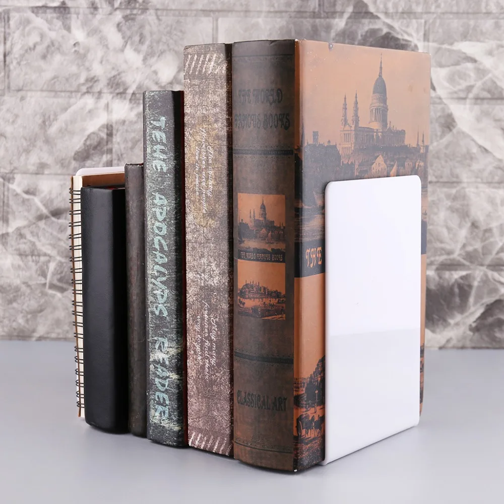 buy 2Pcs White Acrylic Bookends L shaped Desk Organizer Desktop Book Holder School Stationery Office Accessories