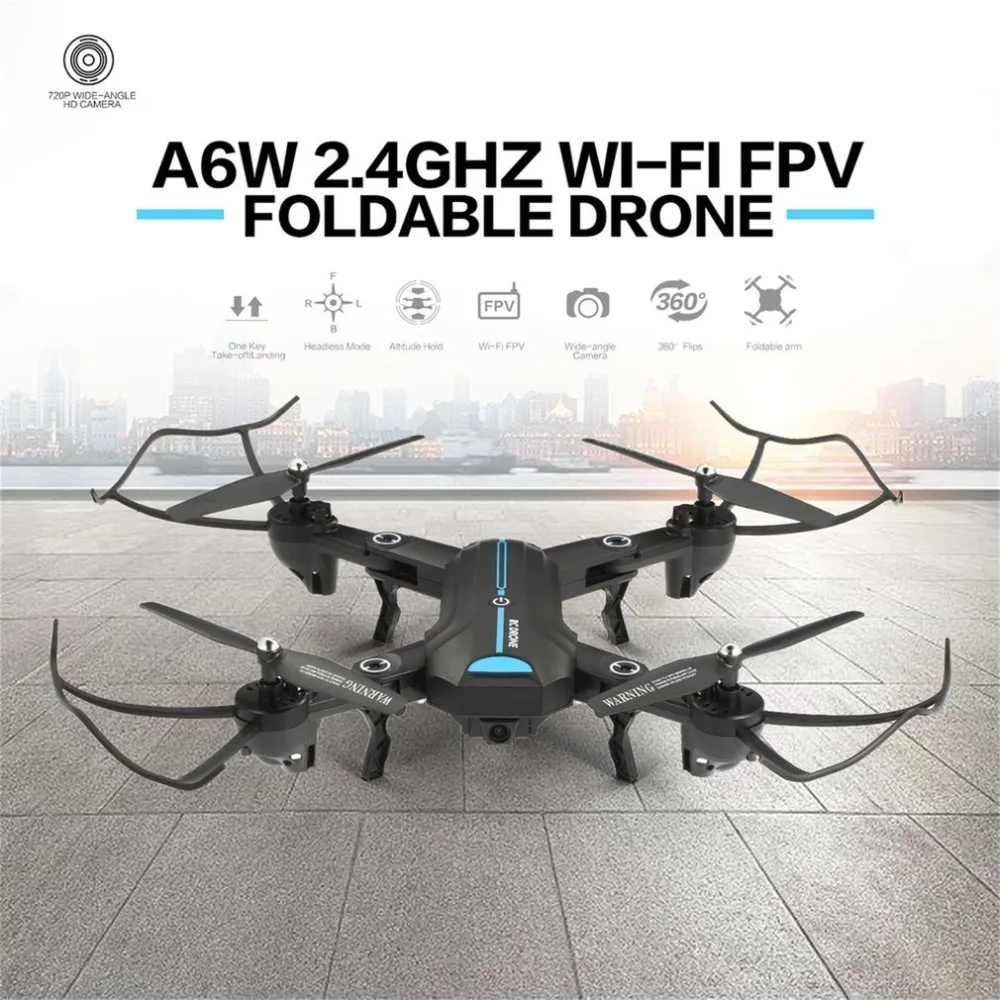 

A6W Foldable RC Drone 2.4G Wi-Fi FPV 720P Wide-Angle HD Camera RTF Quadcopter With Gravity Sensor Altitude Hold Headless Mode