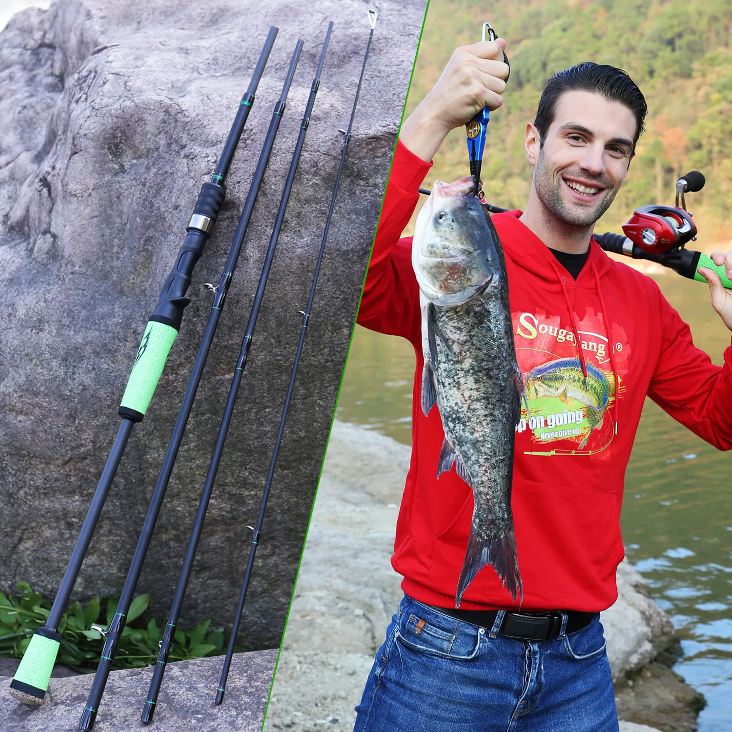 Velocidade de Fundição Espaços em Branco para Viagens Pesca de Água Sougayilang Nova Fiação Varas Pesca Porable Luz Alta Carbono 4 pc Doce 2020 Mod. 1265483 21 Esporte e Lazer