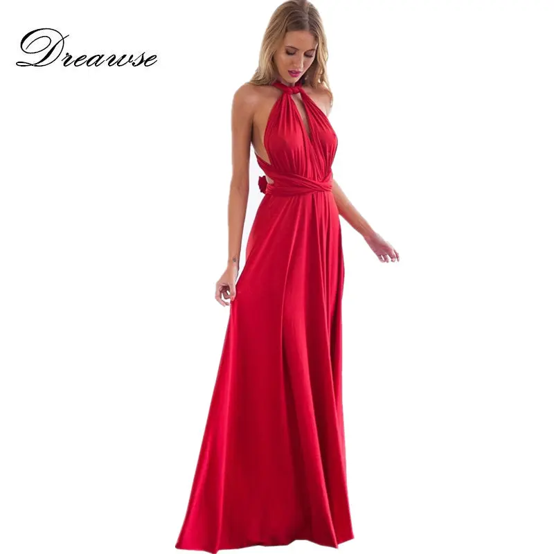 Comprar Dreawse Sexy mujer Boho Maxi Club vestido rojo vendaje largo vestido fiesta Multiway damas de honor Convertible Vestido Infinito Longue Mujer