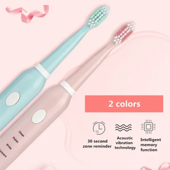 

Adult Electric Toothbrush Intelligent Timing USB Charging Toothbrush With 4 Or 8pcs Replacement Heads Acoustic Wave Toothbrush